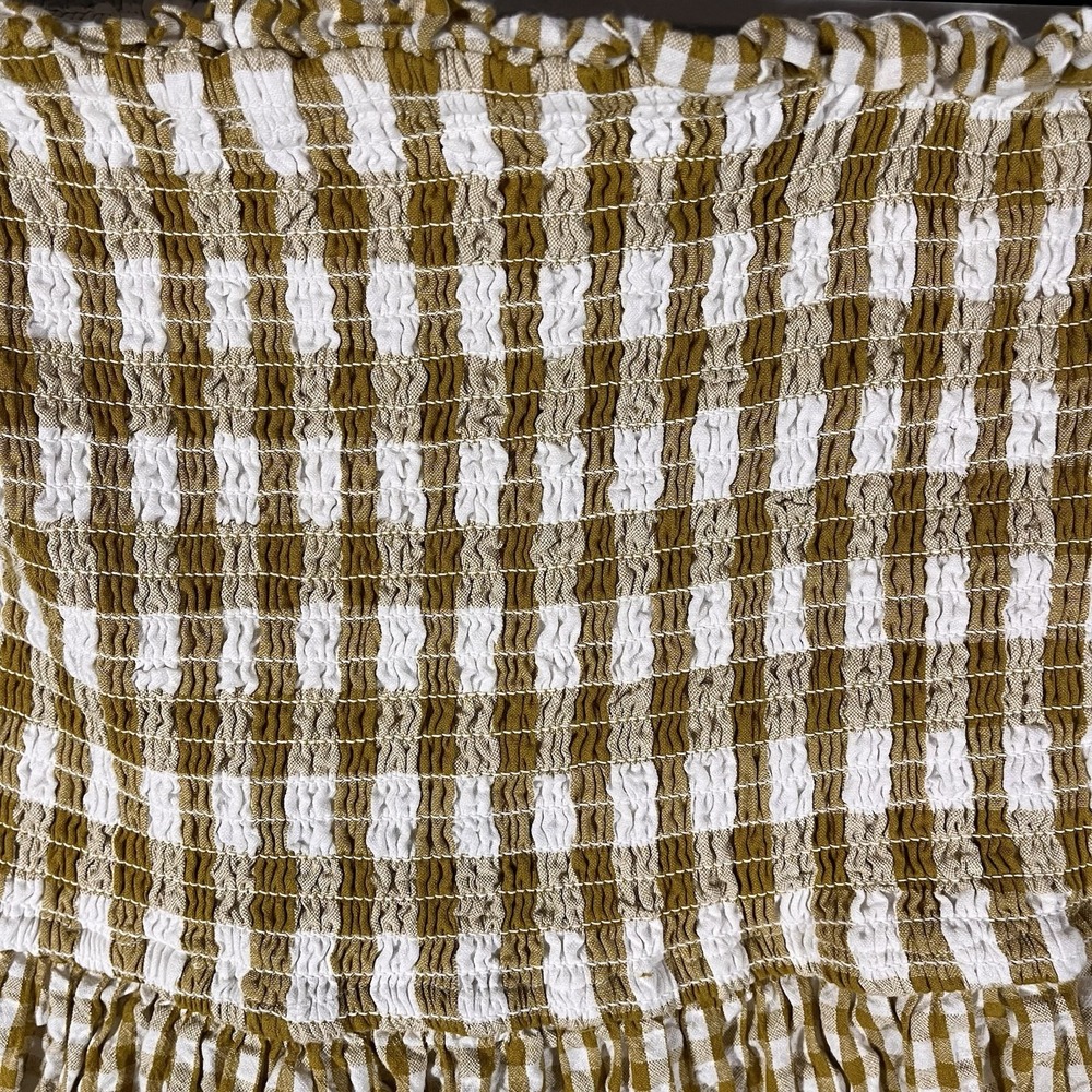 Avec Les Filles Cotton Check Tiered Smocked-Waist Maxi Skirt Tube Dress Size M - Picture 7 of 8